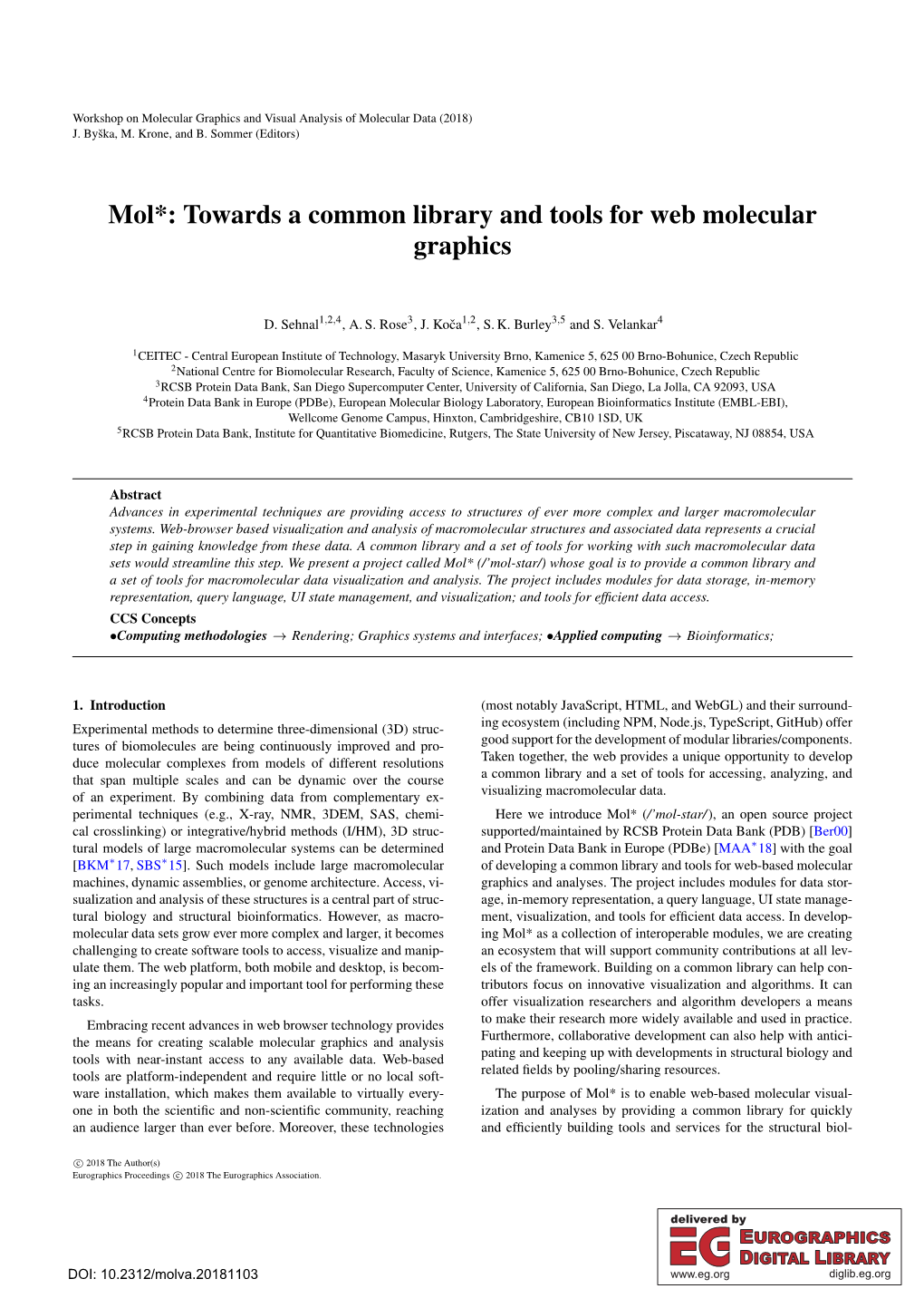 Mol*: Towards a Common Library and Tools for Web Molecular Graphics