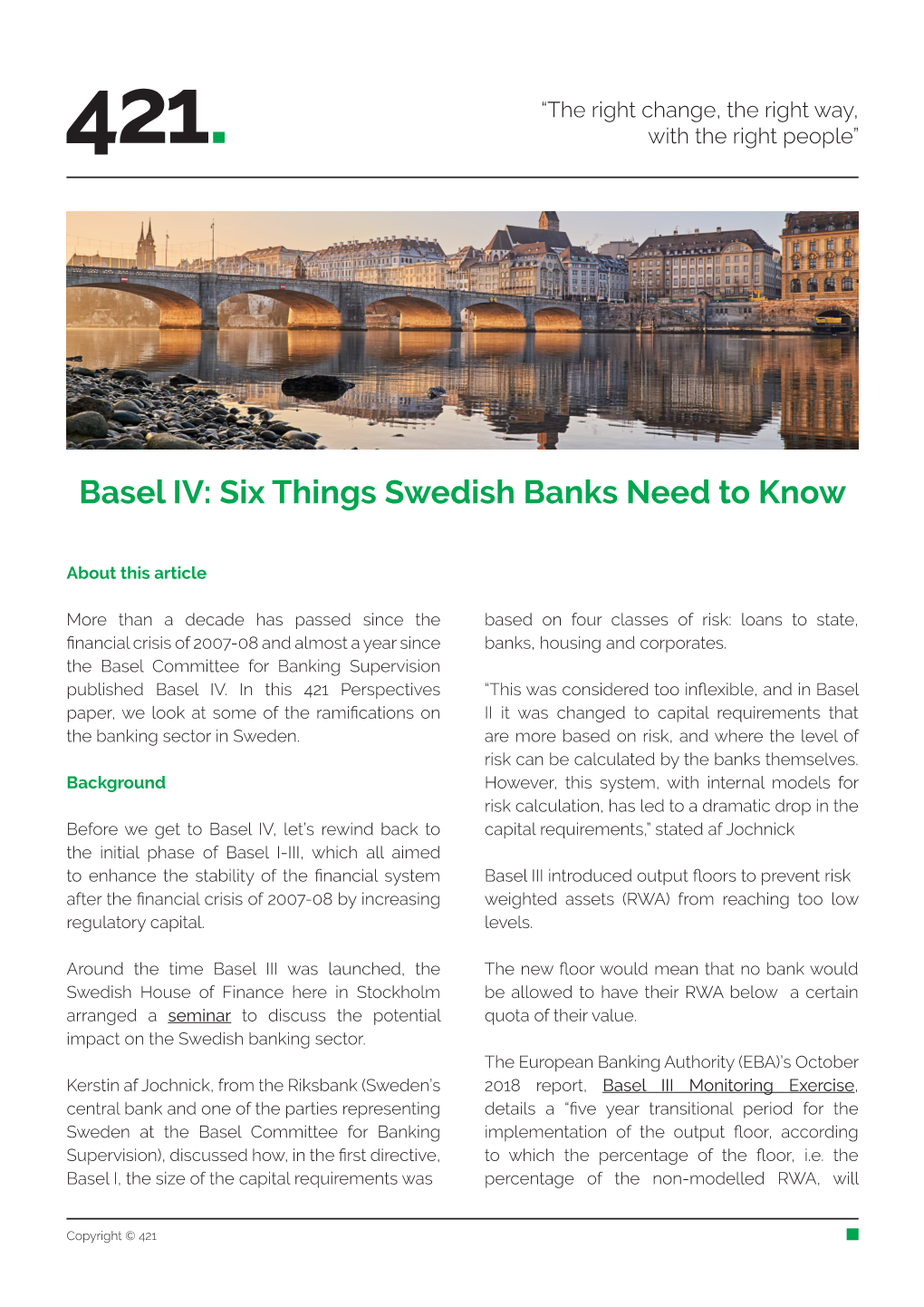 Basel IV: Six Things Swedish Banks Need to Know