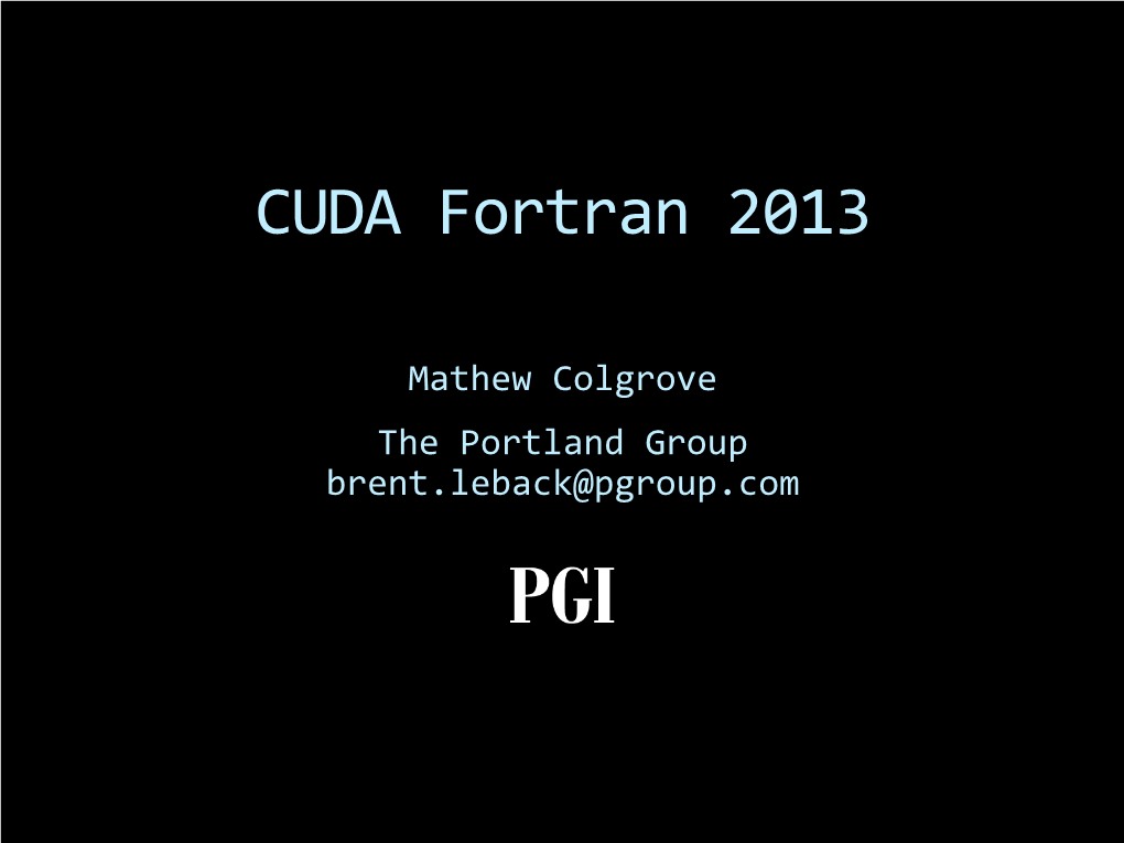 CUDA Fortran 2013
