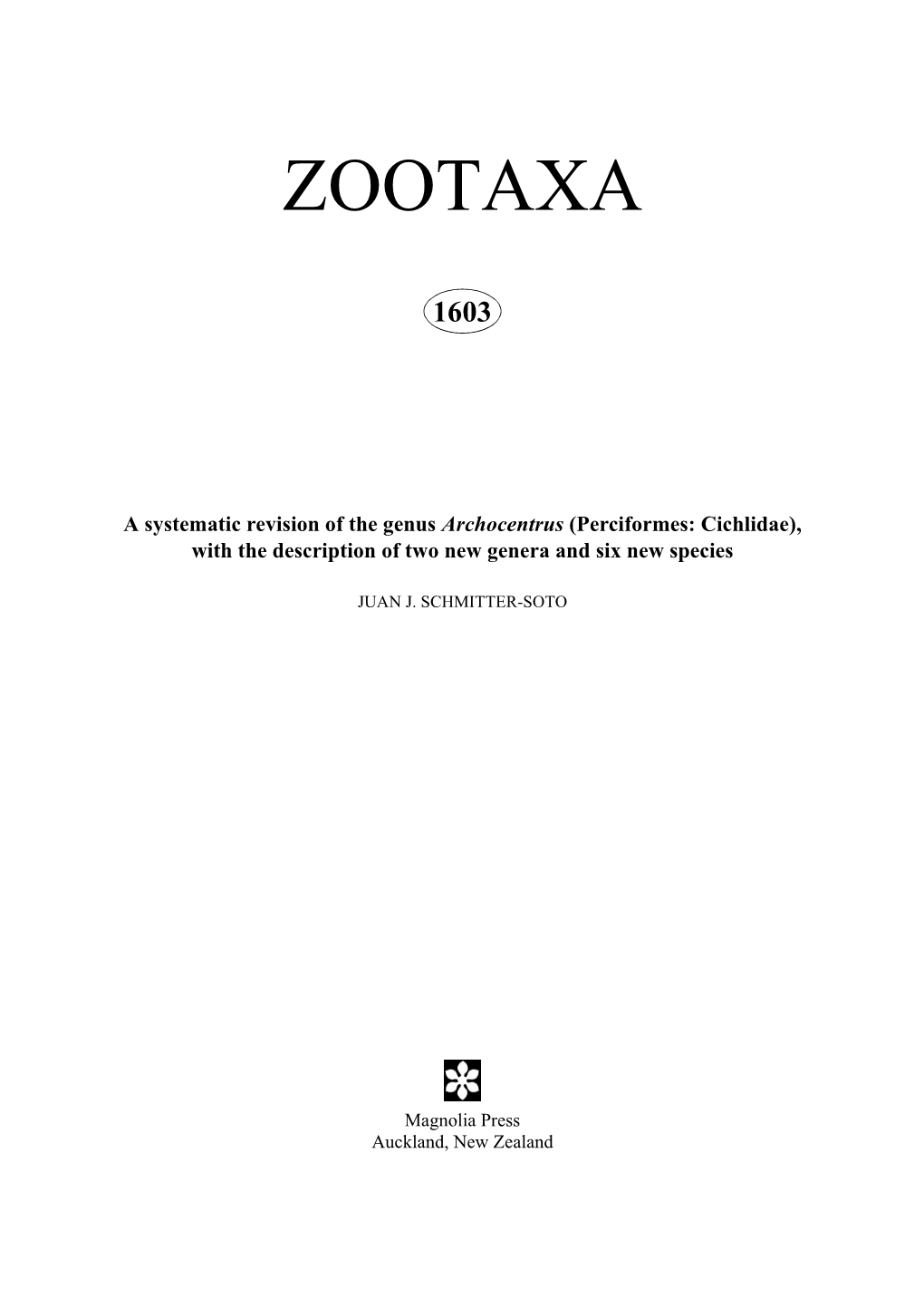 Zootaxa,A Systematic Revision of the Genus Archocentrus