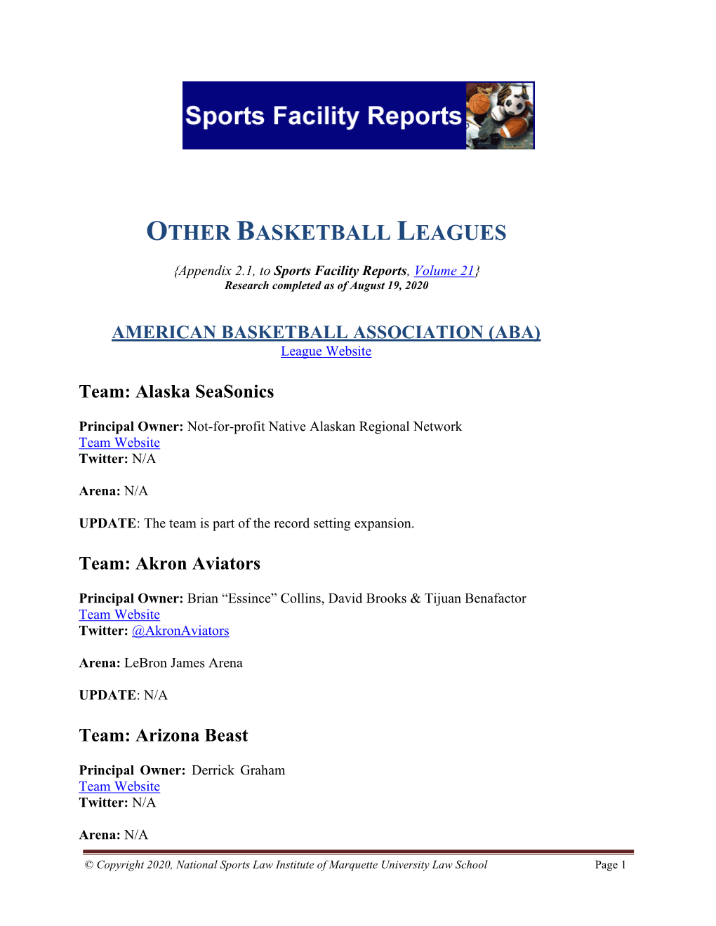 Other Basketball Leagues