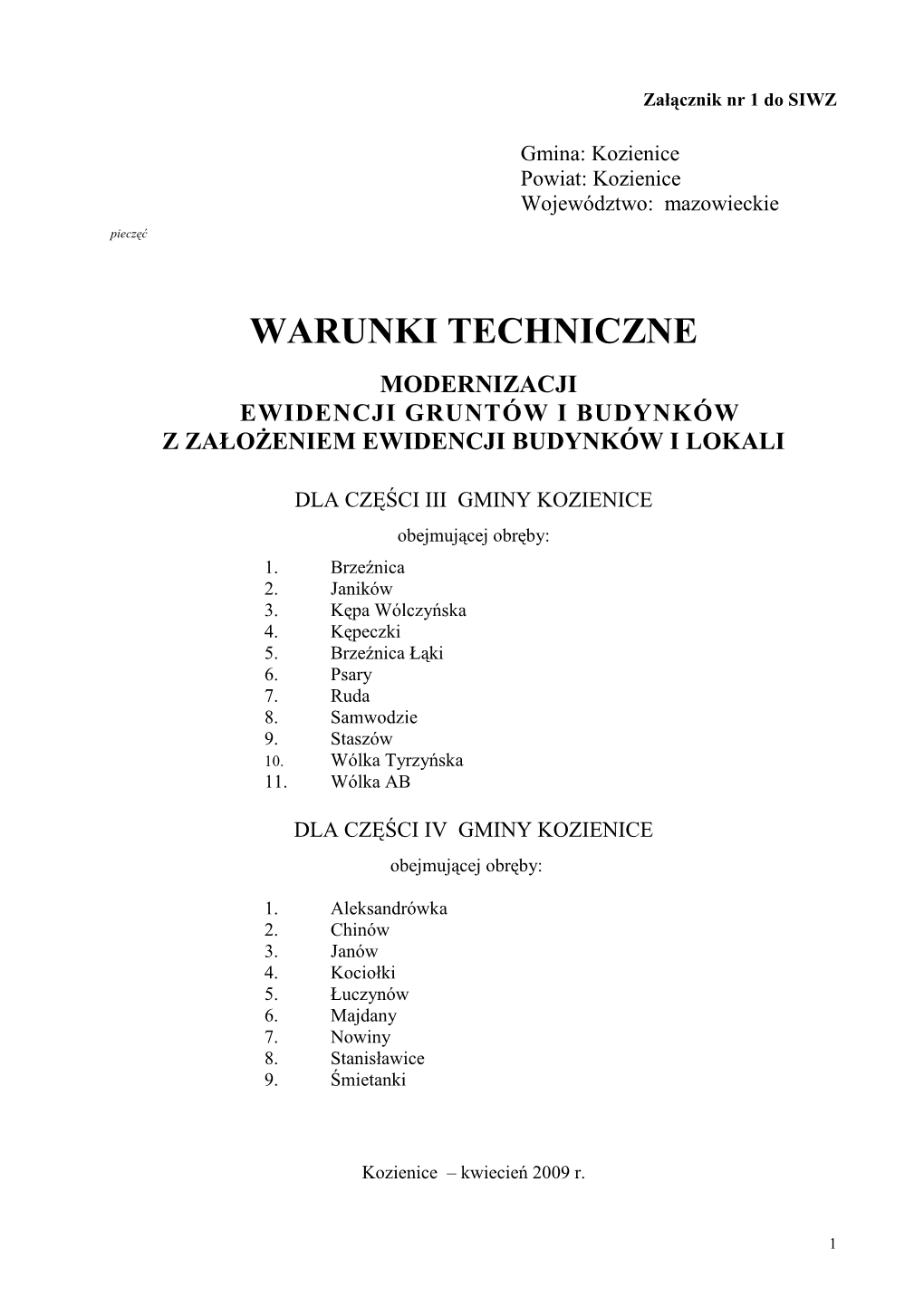 Warunki Techn. Po Zmianach