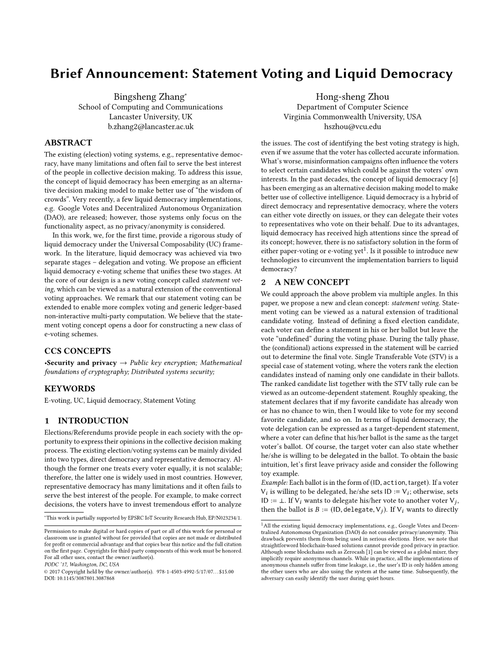 Statement Voting and Liquid Democracy