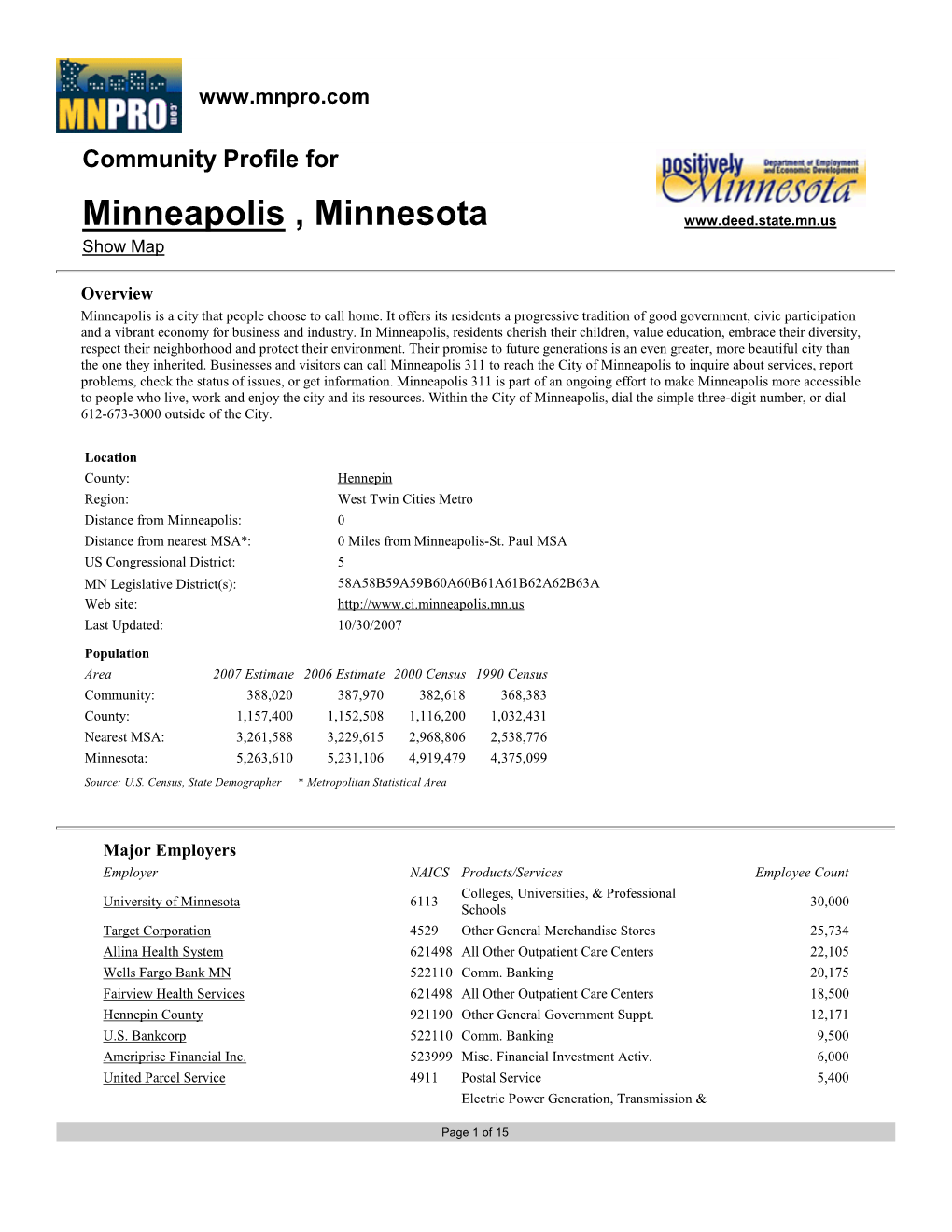 Minneapolis , Minnesota Show Map