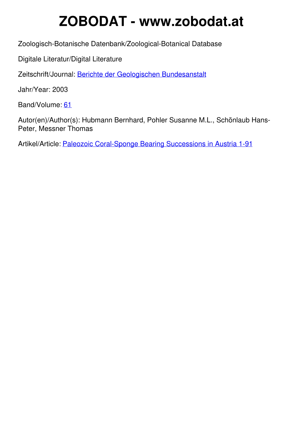 Paleozoic Coral-Sponge Bearing Successions in Austria 1-91 ©Geol