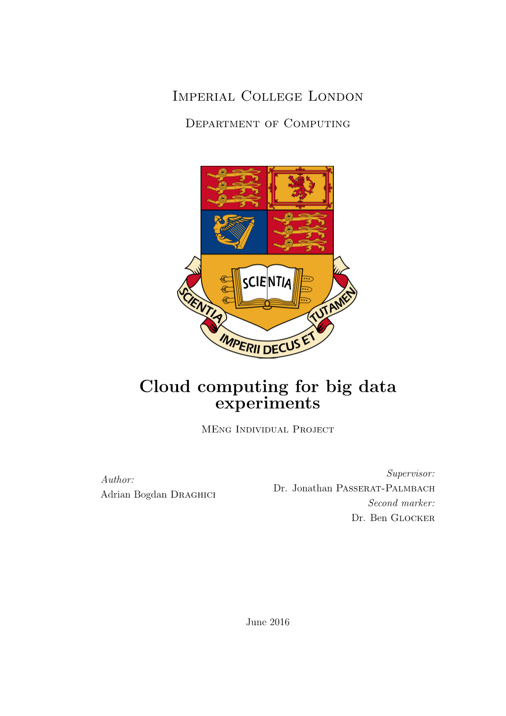 Cloud Computing for Big Data Experiments