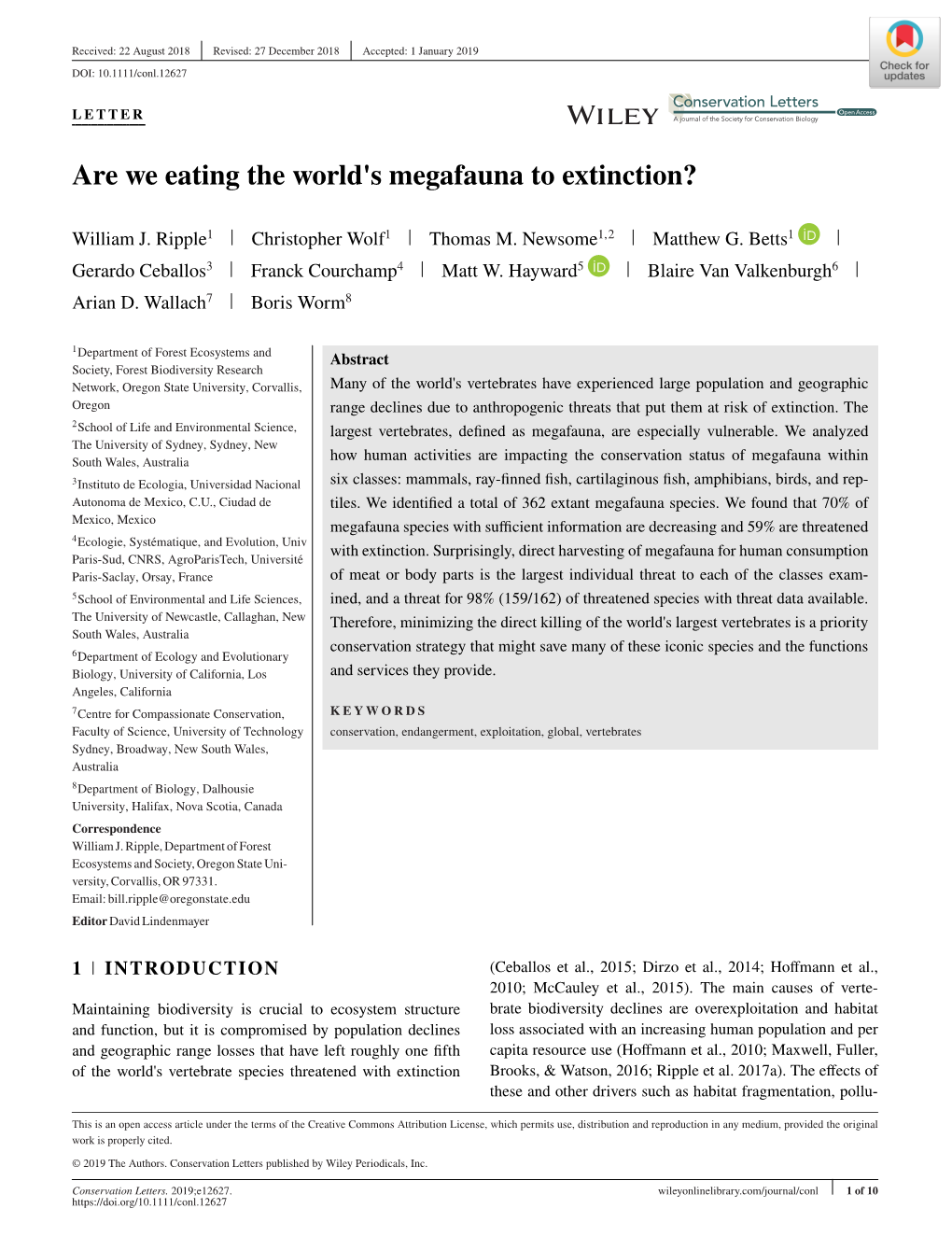 Are We Eating the World's Megafauna to Extinction?