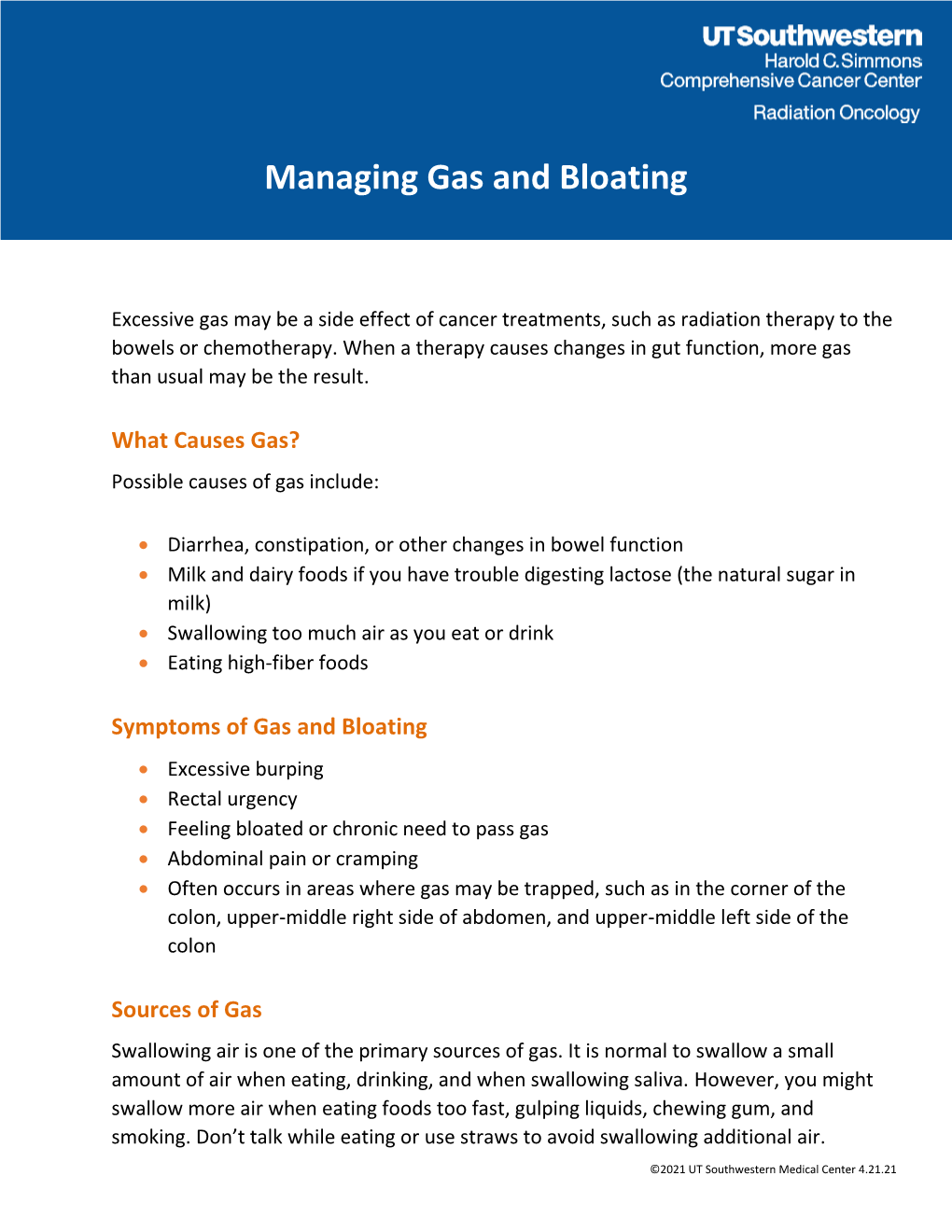 High-Dose Rate Brachytherapy with Interstitial Implant Managing Gas and Bloating