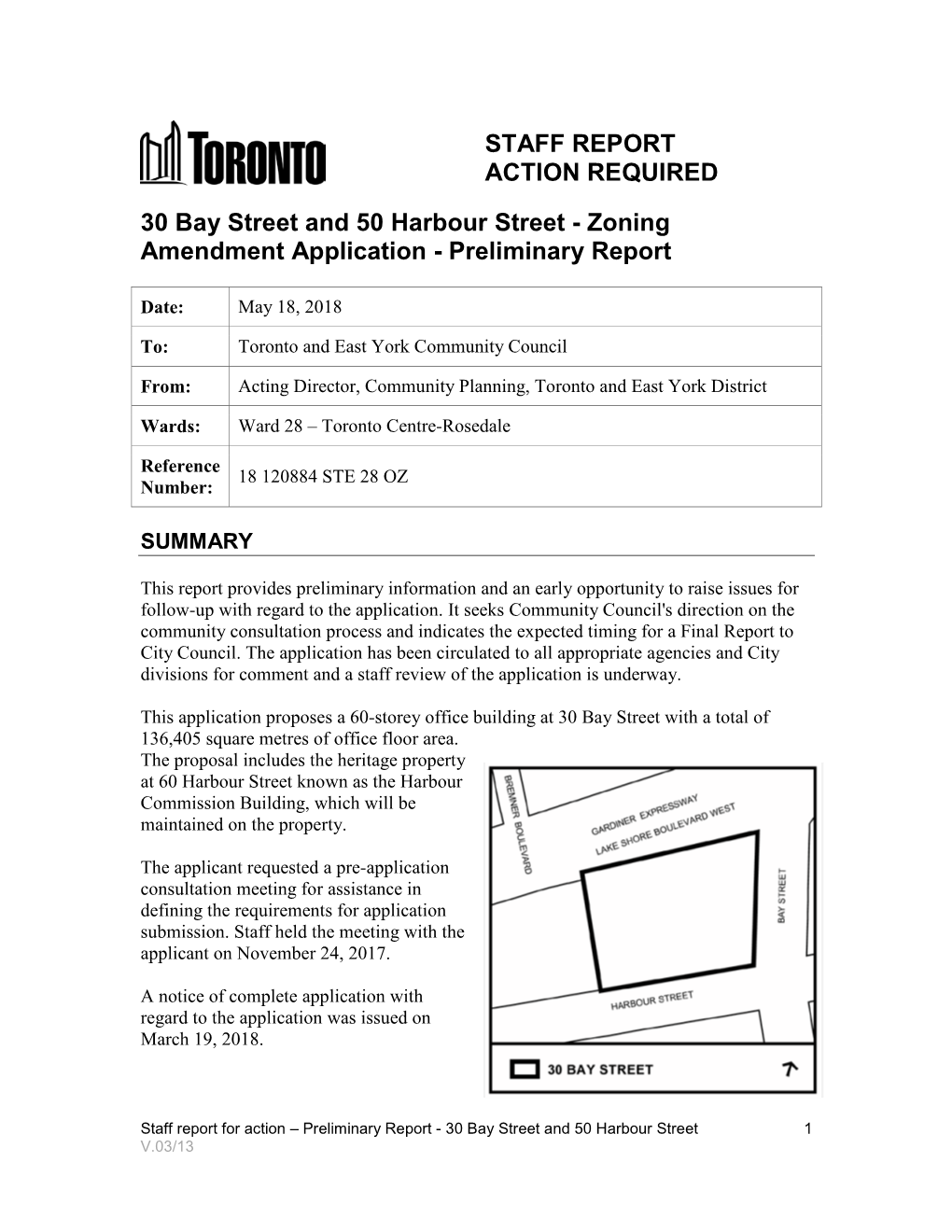 30 Bay Street and 50 Harbour Street - Zoning Amendment Application - Preliminary Report
