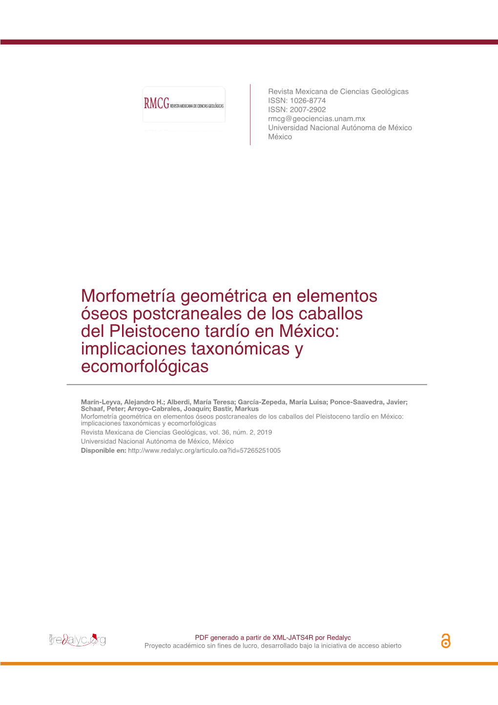 Morfometría Geométrica En Elementos Óseos Postcraneales De Los Caballos Del Pleistoceno Tardío En México: Implicaciones Taxonómicas Y Ecomorfológicas