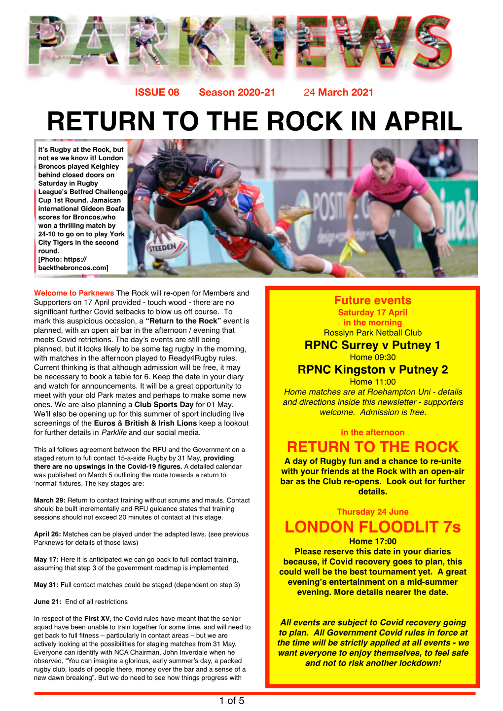 Parknews 22 March 2021 Online Here