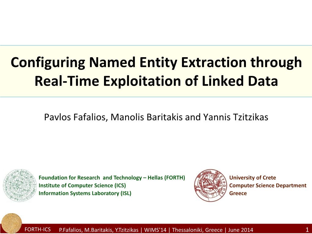 Configuring Named Entity Extraction Through Real-Time Exploitation of Linked Data
