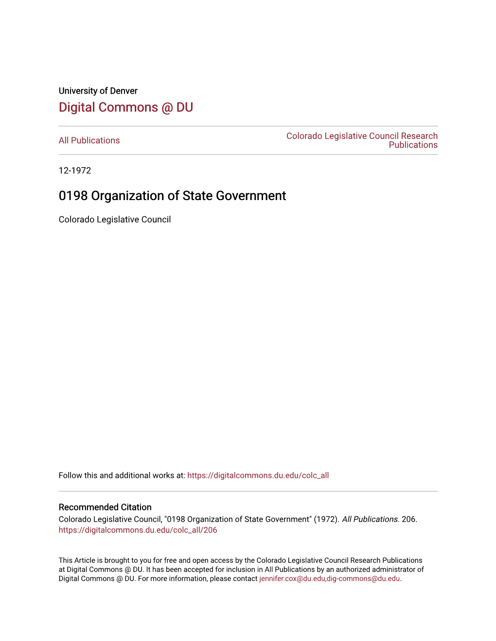 0198 Organization of State Government