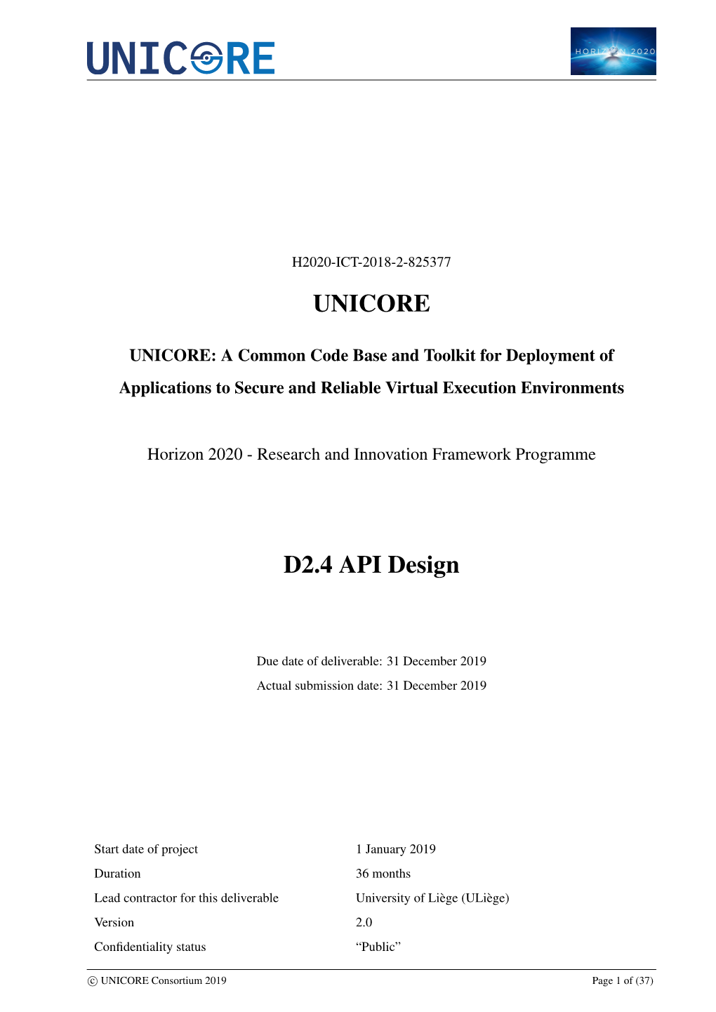 UNICORE D2.4 API Design