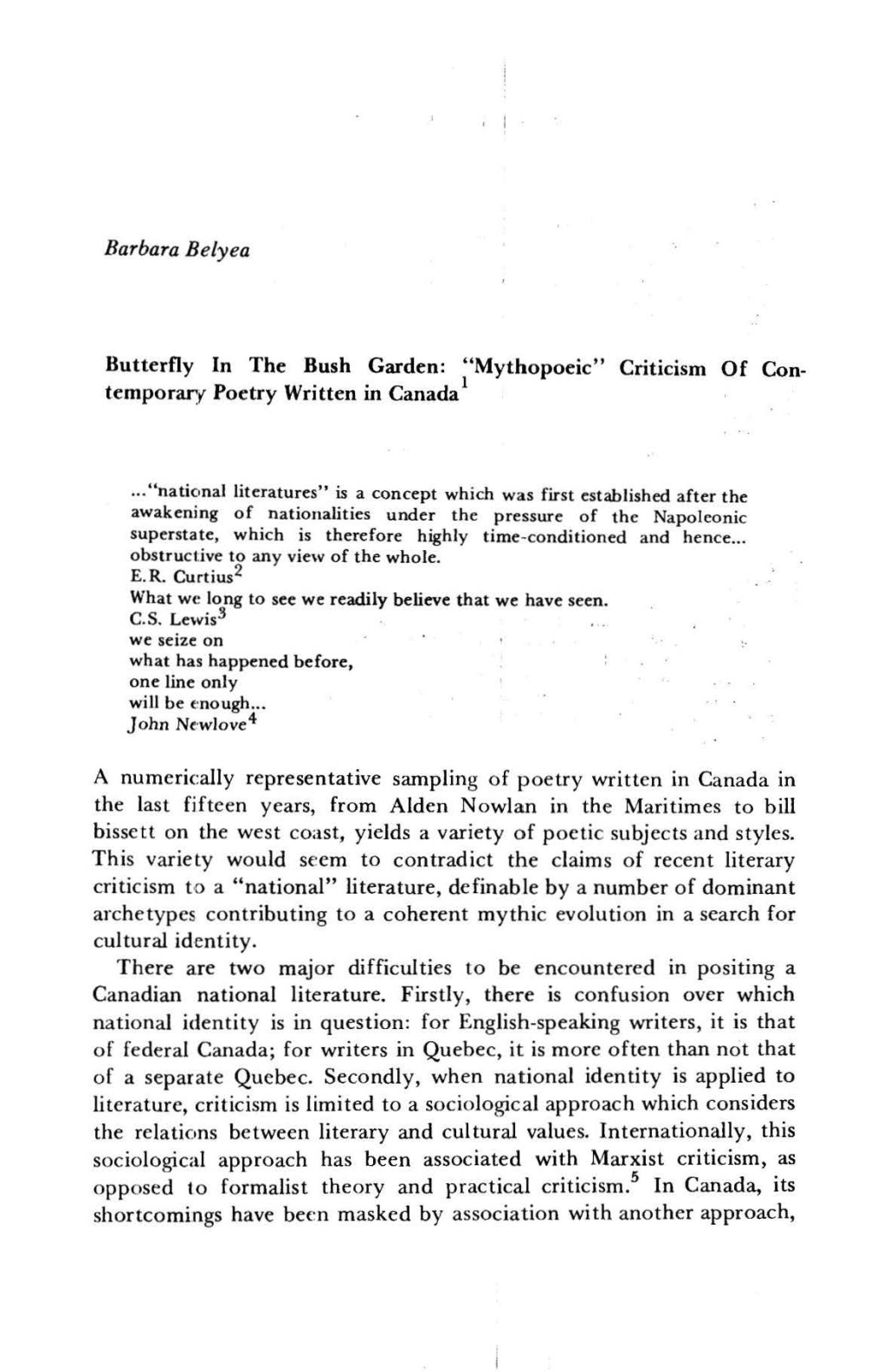 Criticism of Con- Temporary· Poetry Written in Canada A