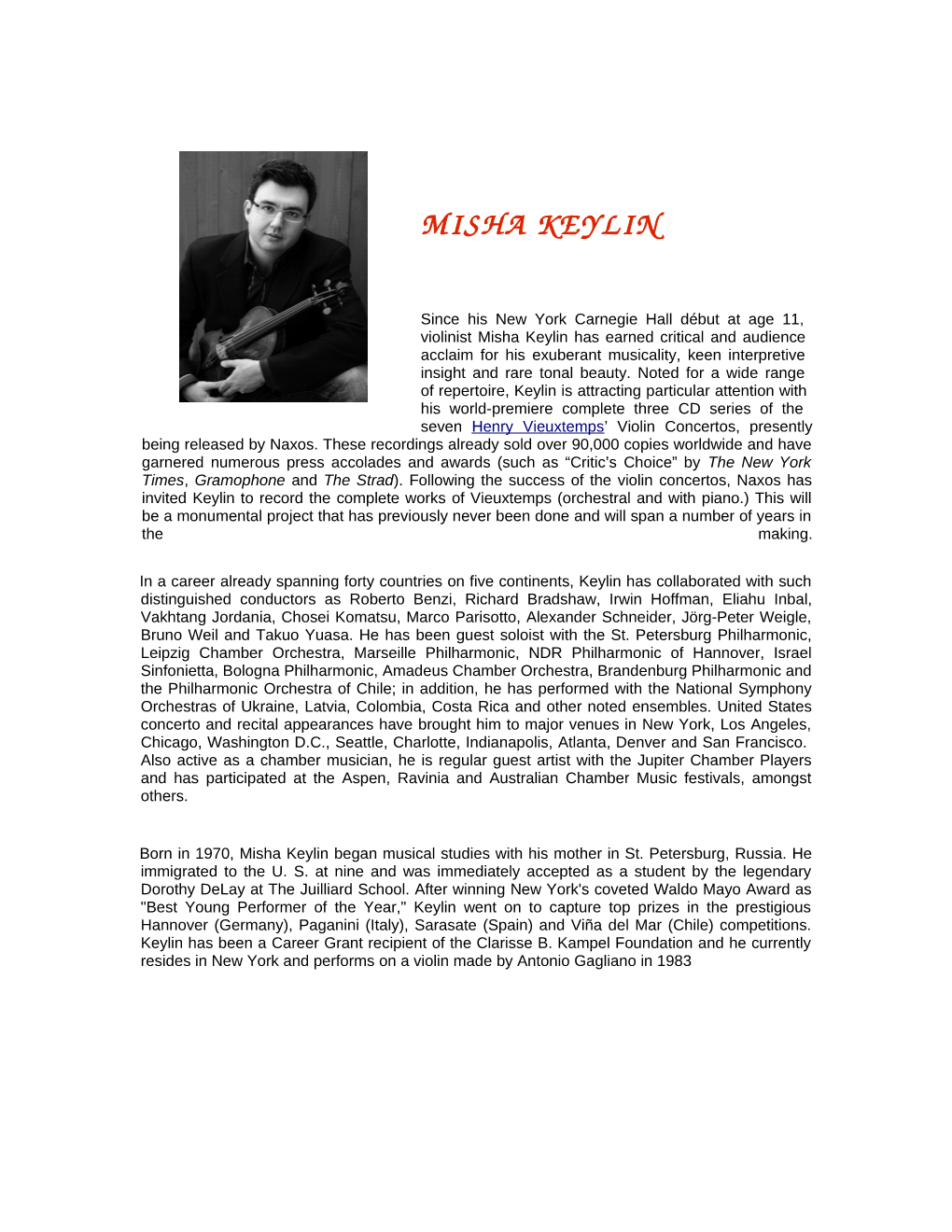 Misha Keylin (Violin)