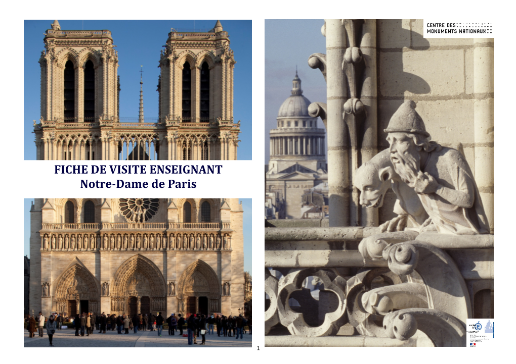 FICHE DE VISITE ENSEIGNANT Notre-Dame De Paris