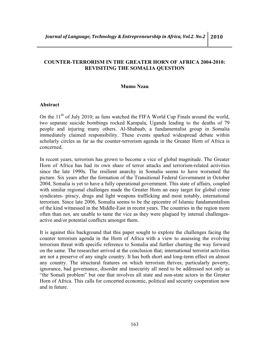 163 Counter-Terrorism in the Greater Horn of Africa 2004