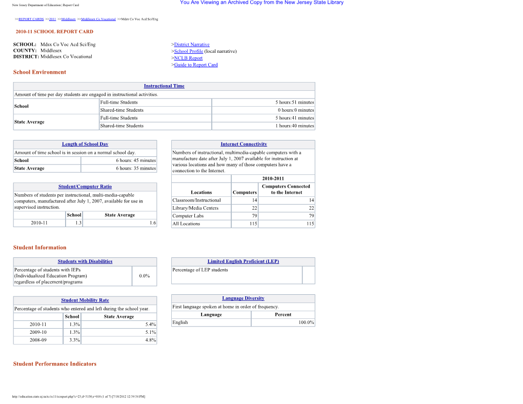 New Jersey Department of Education | Report Card You Are Viewing an Archived Copy from the New Jersey State Library