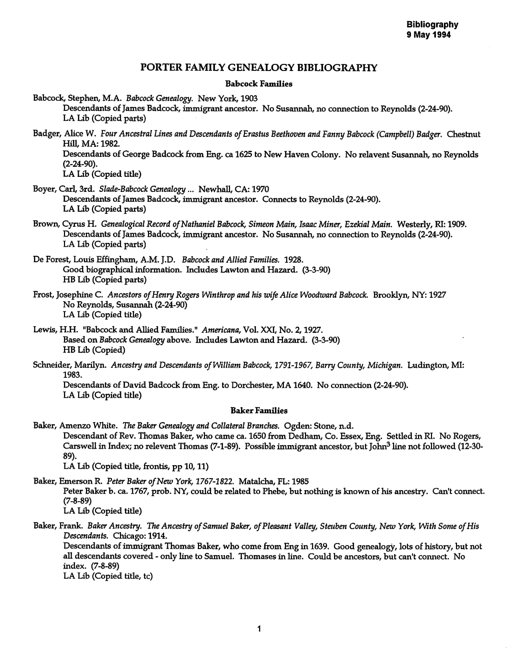 Badger, Alice W. Four Ancestral Lines and Descendants Oferastus Beethoven and Fanny Babcock (Campbell) Badger