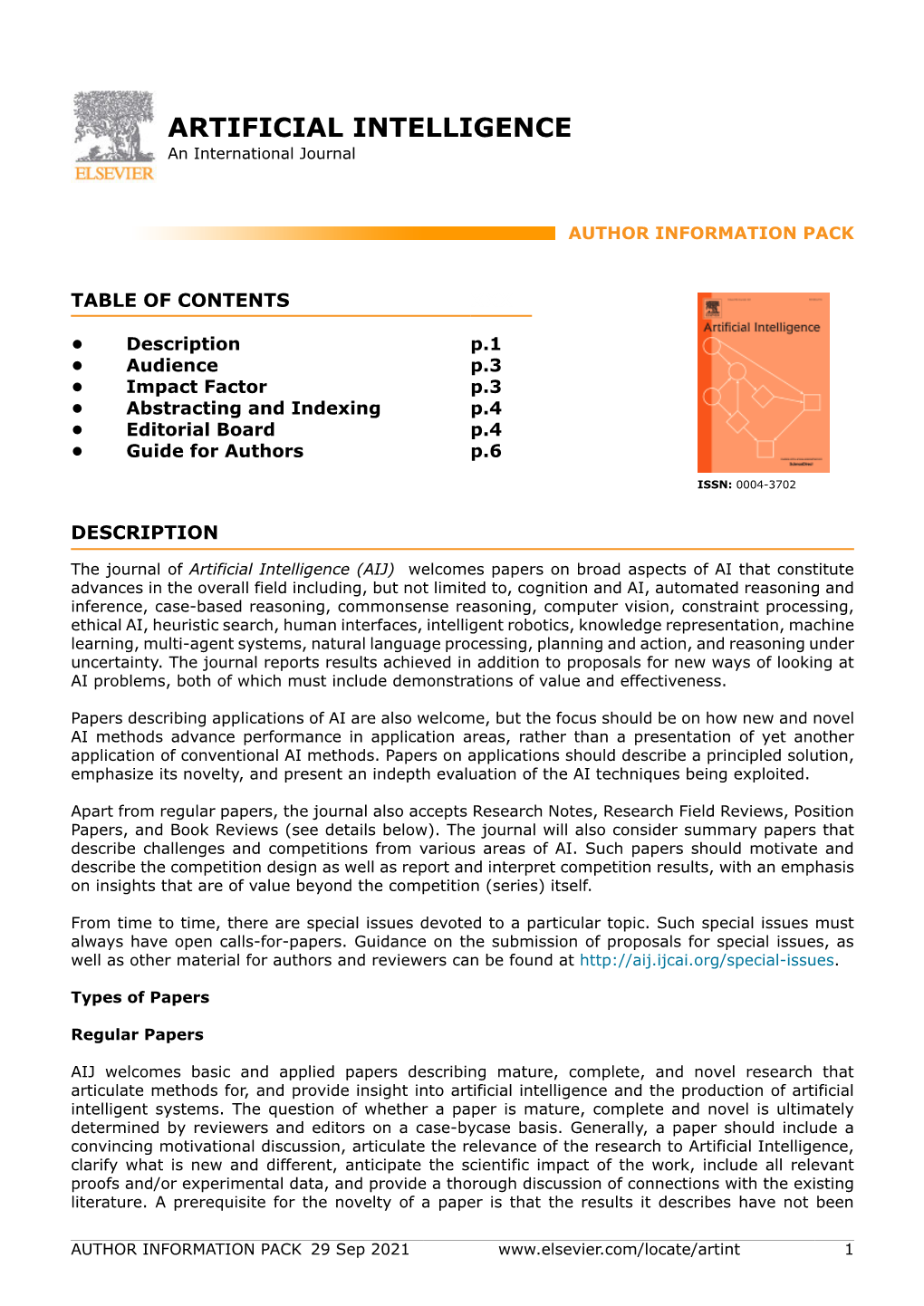 ARTIFICIAL INTELLIGENCE an International Journal