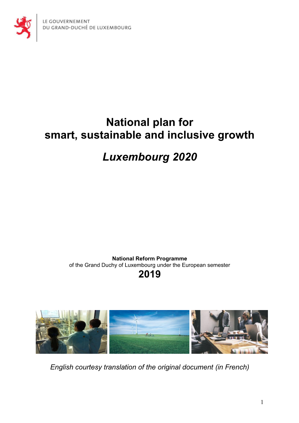 National Reform Programme of the Grand Duchy of Luxembourg 2019