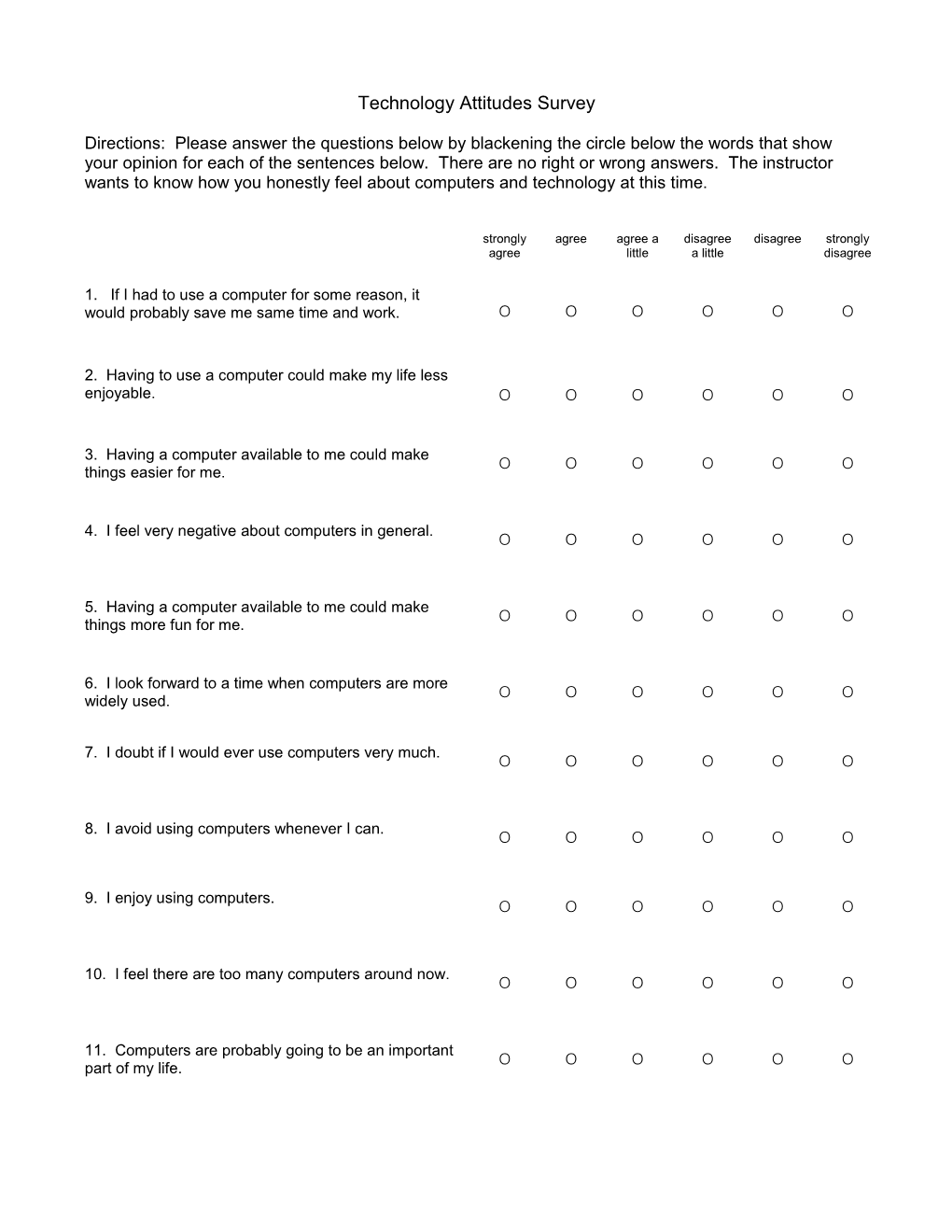 Technology Attitudes Survey