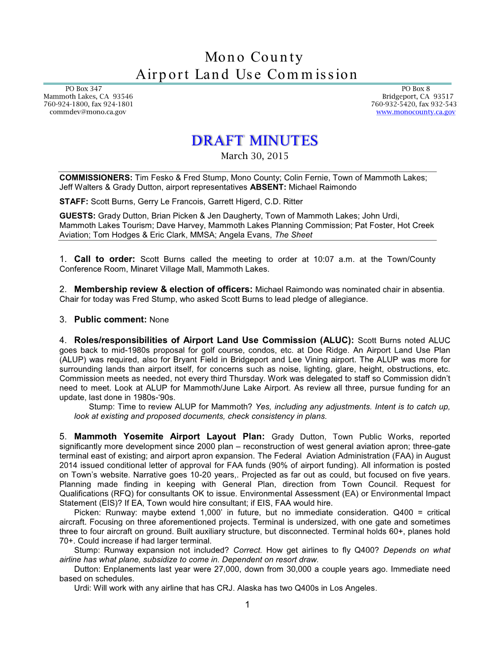 Airport Land Use Commission Draft Minutes 03.30.15