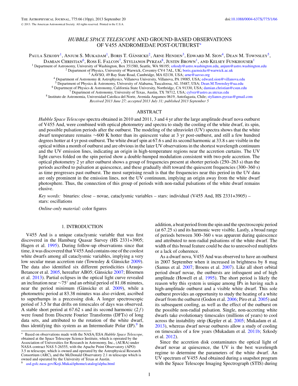 Hubble Space Telescope and Ground-Based Observations of V455 Andromedae Post-Outburst∗