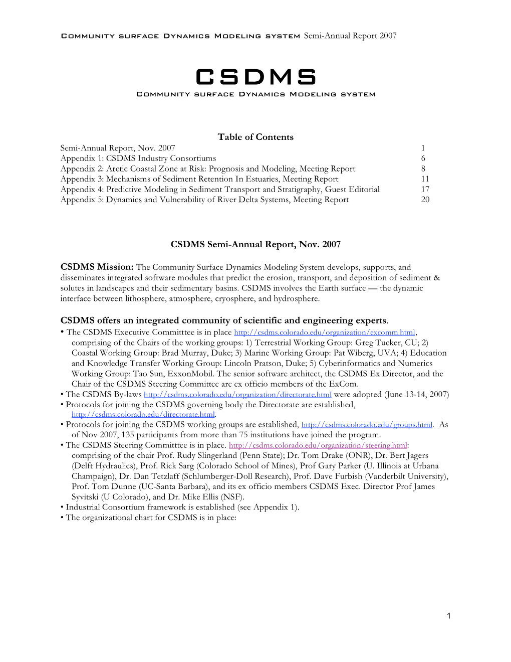 CSDMS Semiannual Report