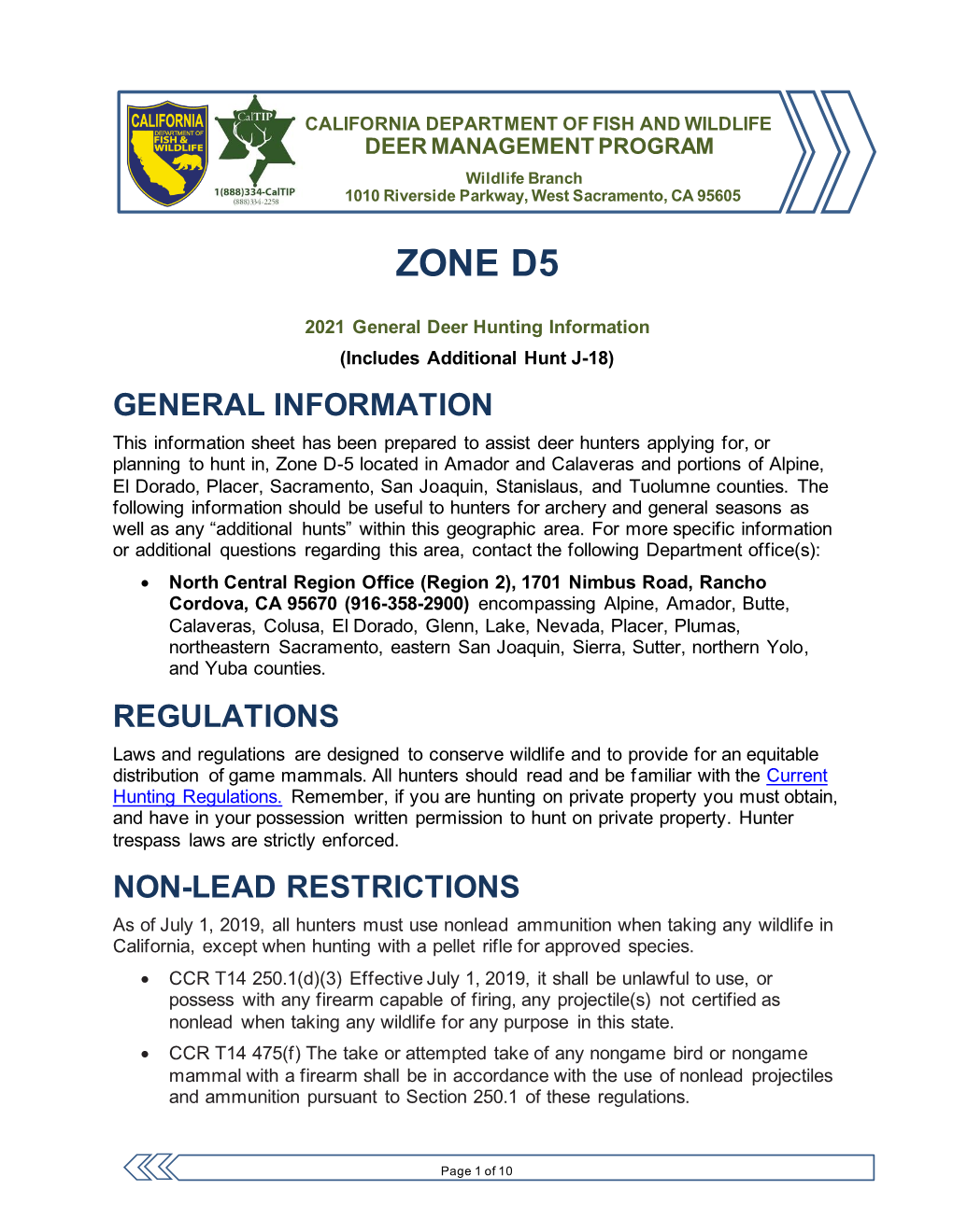 2021 D5 Zone Hunt Info