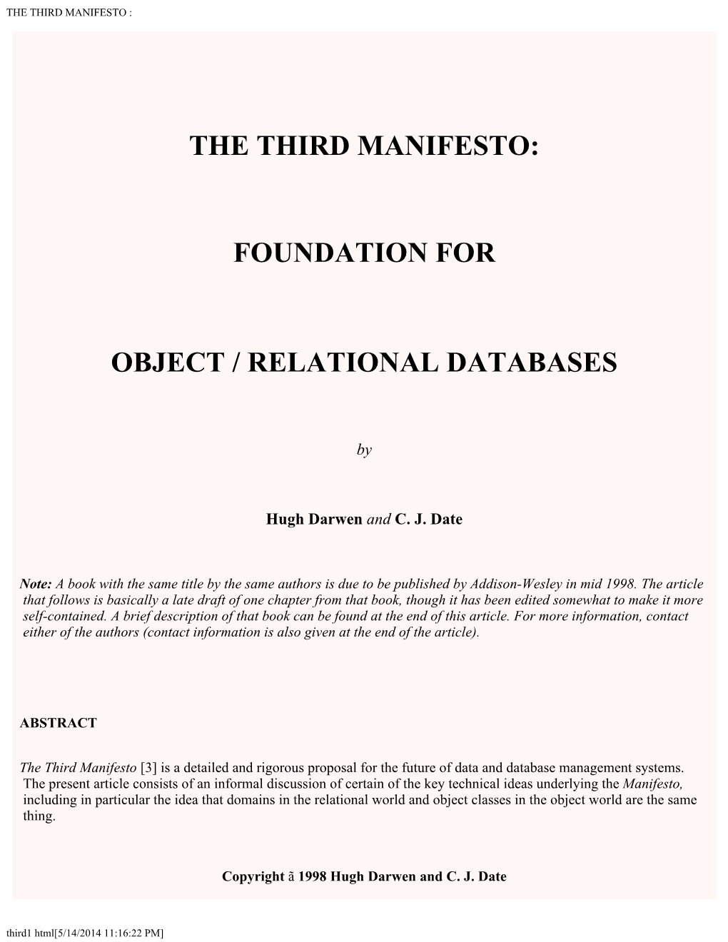 The Third Manifesto
