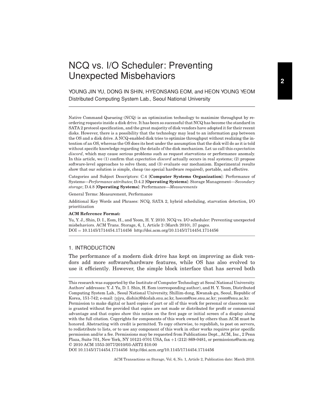 NCQ Vs. I/O Scheduler