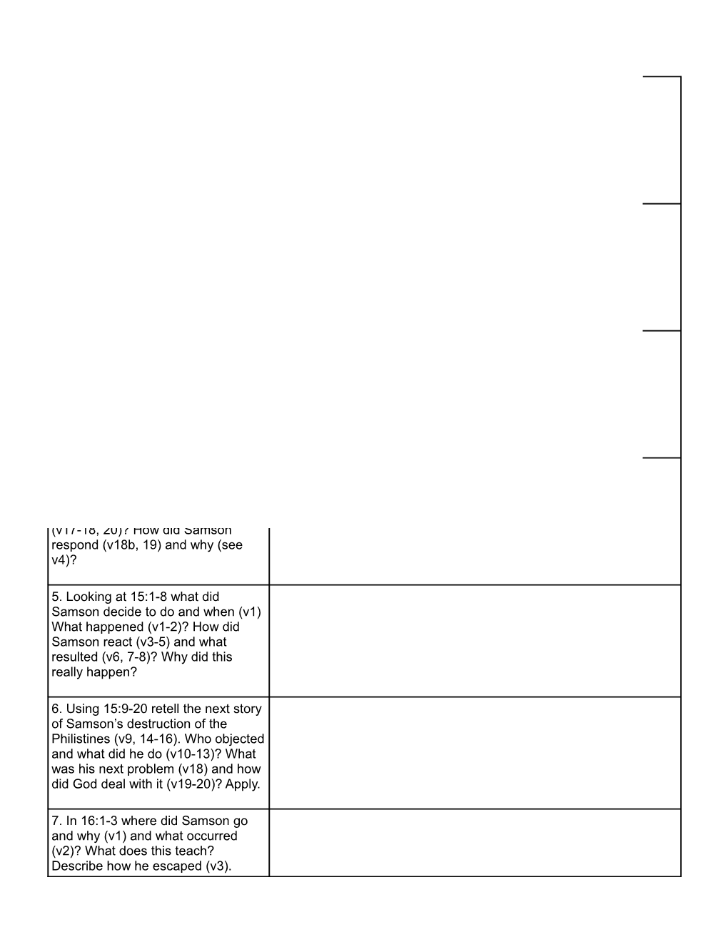 Judges 13-16 - Daily Study Questions