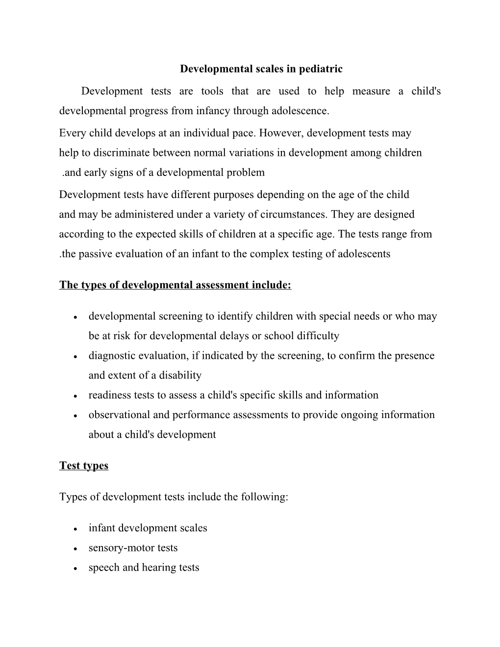 Developmental Scales in Pediatric