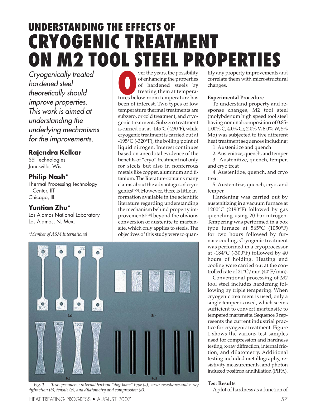 Cryogenic Treatment on M2 Tool Steel Properties