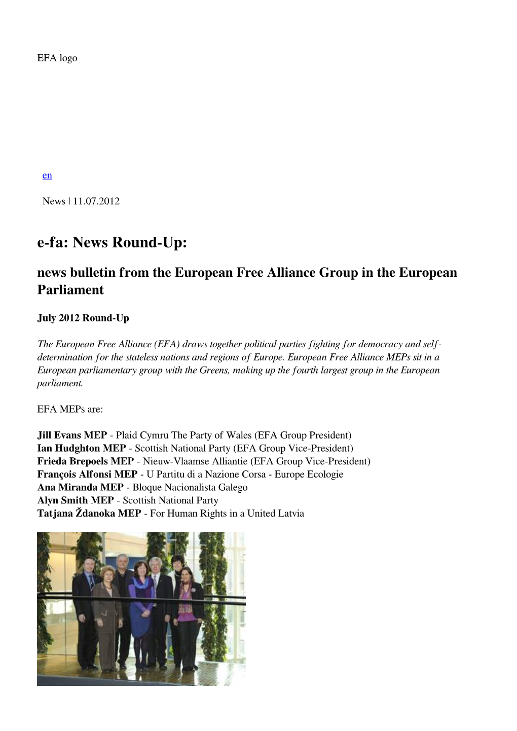 E-Fa: News Round-Up: News Bulletin from the European Free Alliance Group in the European Parliament