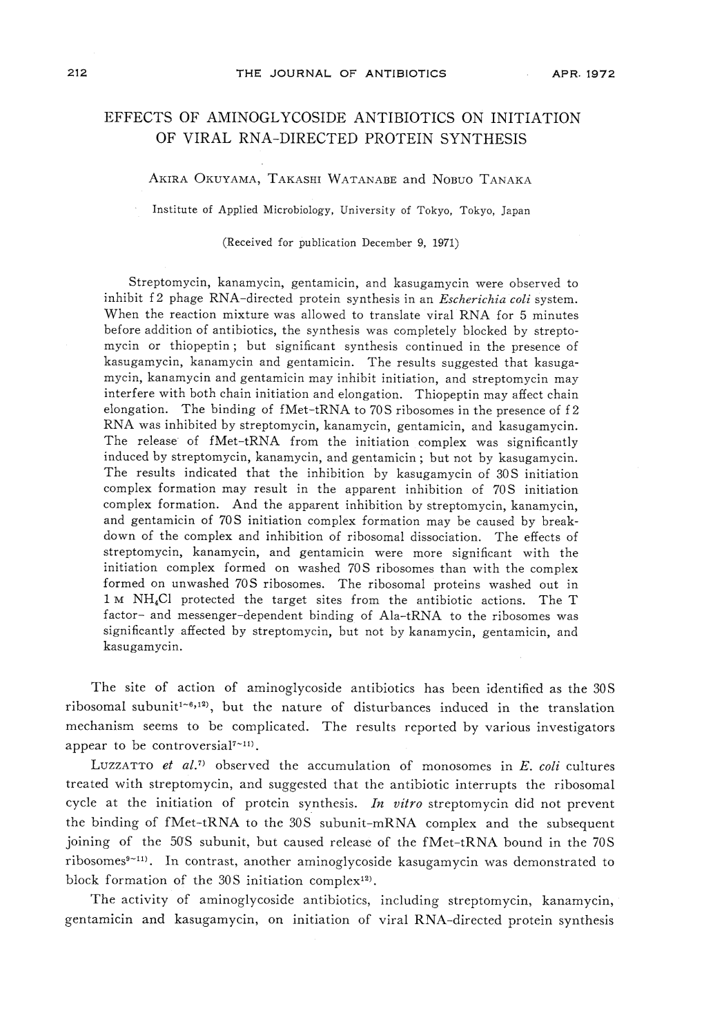 Induced by Streptomycin, Kanamycin, and Gentamicin ; but Not by Kasugamycin