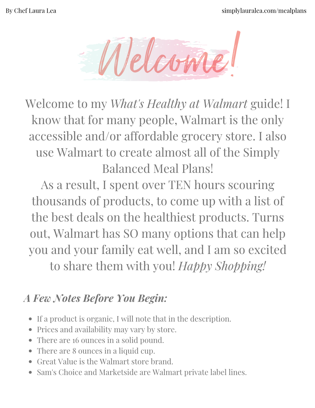 My What's Healthy at Walmart Guide! I Know That for Many People, Walmart Is the Only Accessible And/Or Affordable Grocery Store