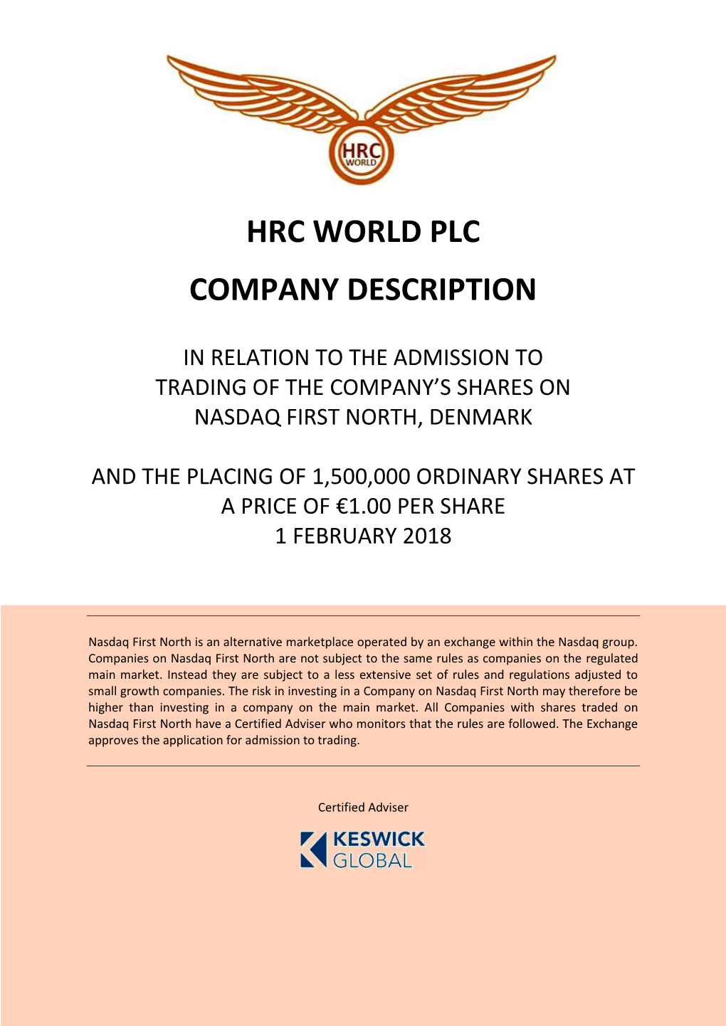 Hrc World Plc Company Description