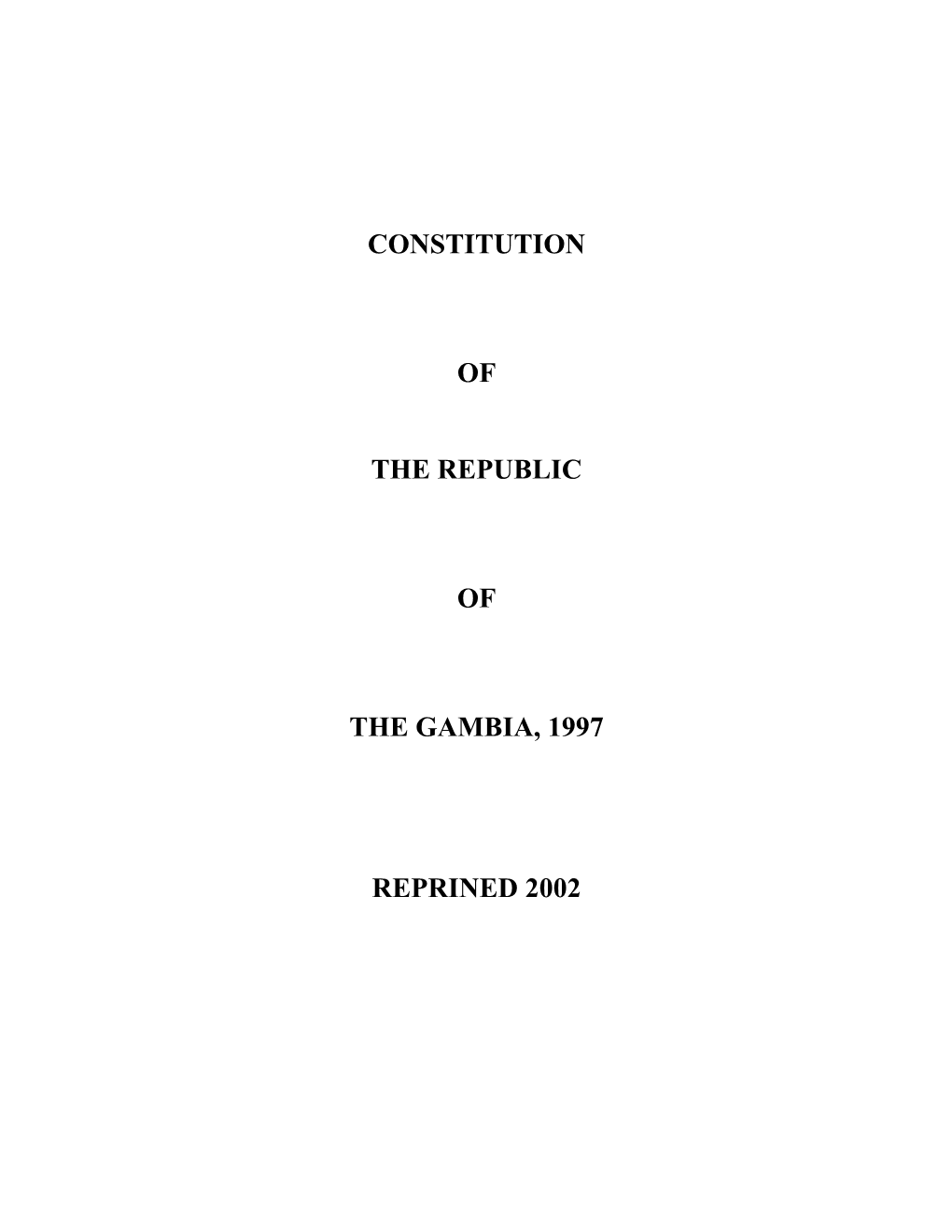 Constitution of the Republic of the Gambia, 1997 Reprined