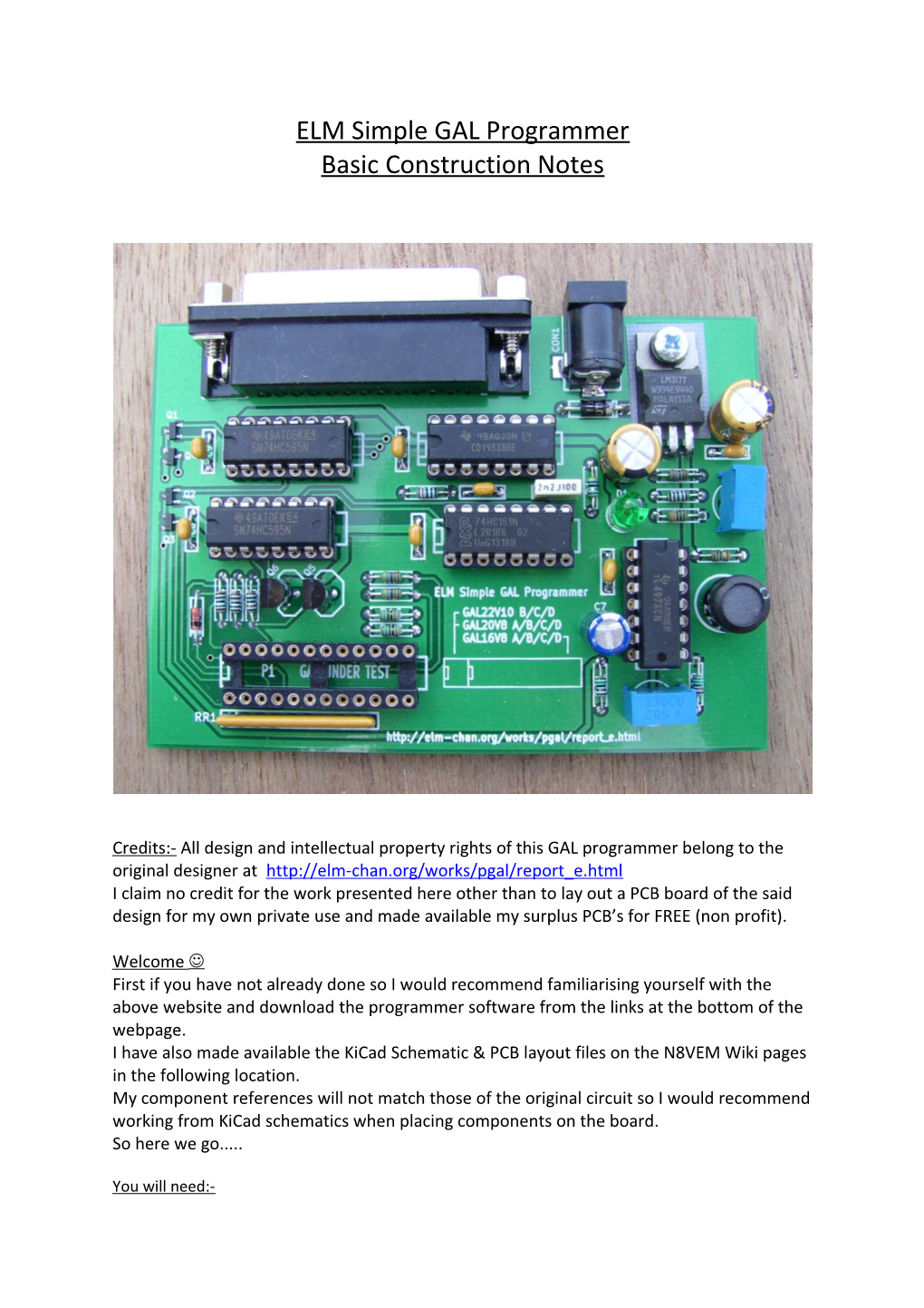 ELM Simple GAL Programmer