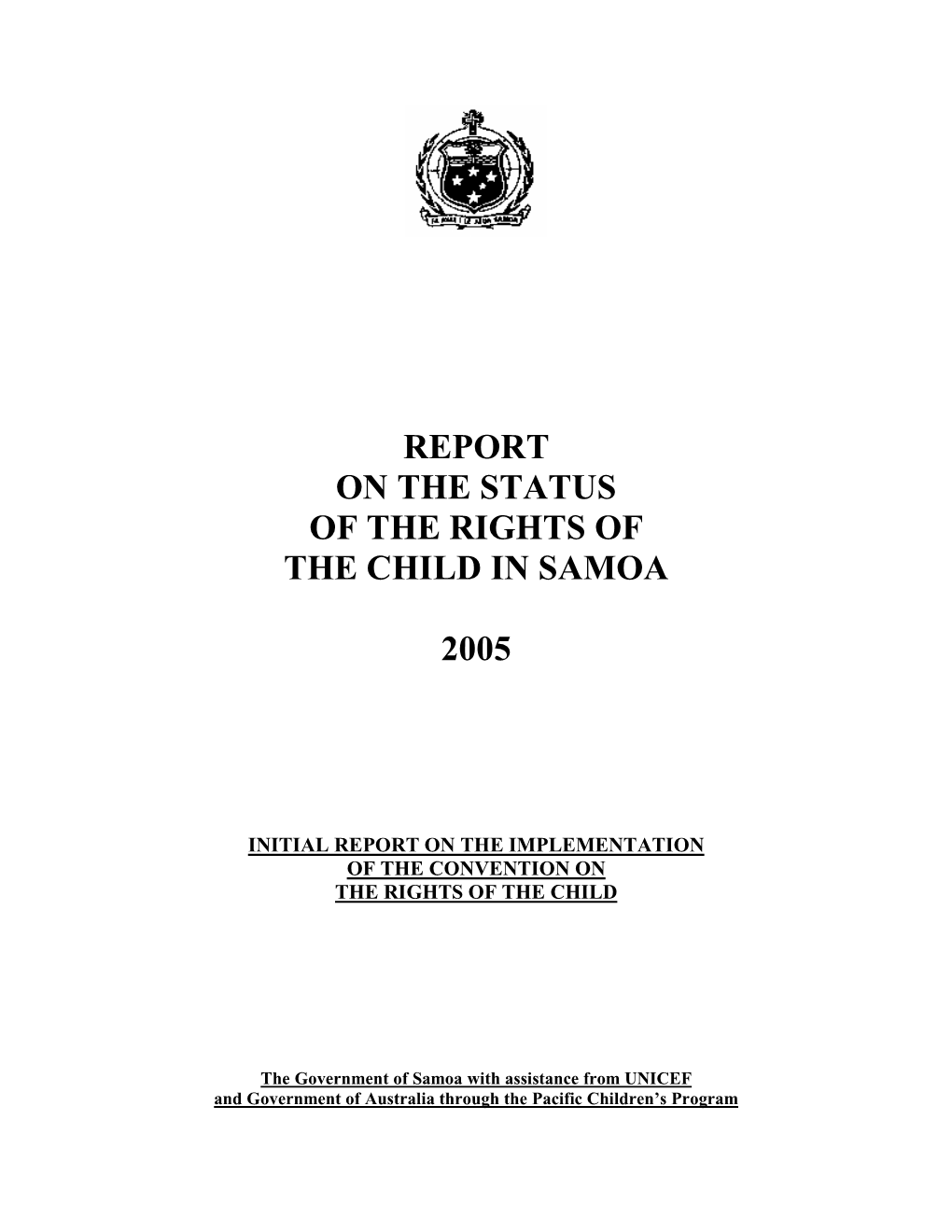 Report on the Status of the Rights of the Child in Samoa