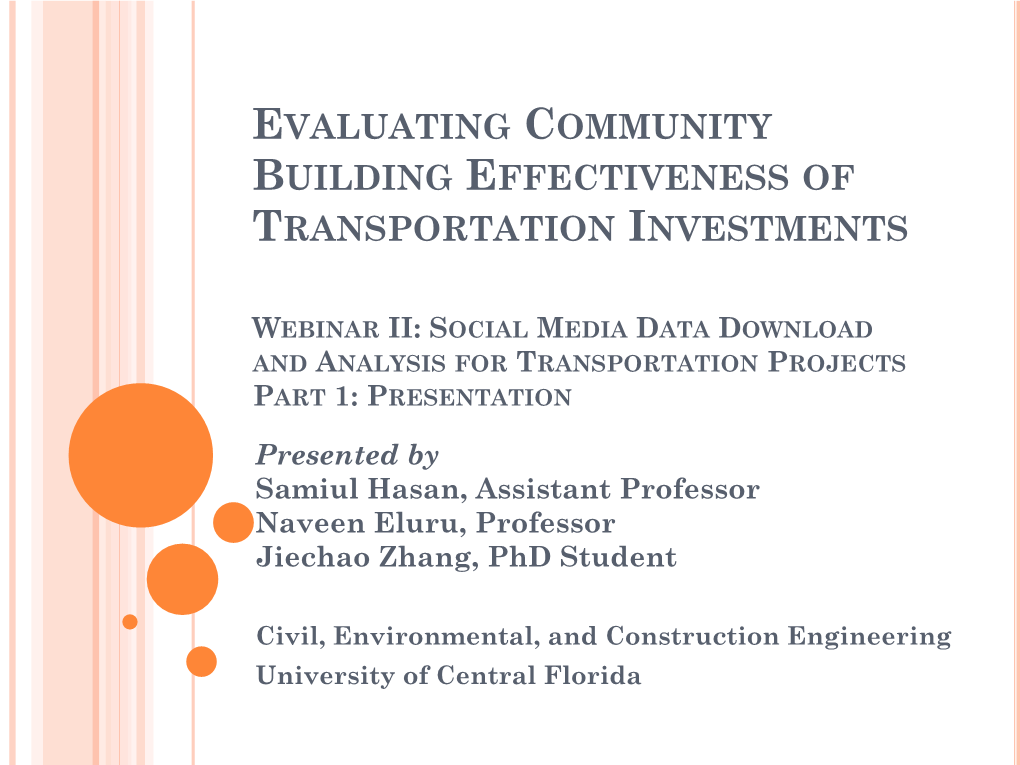 Evaluating Community Building Effectiveness of Transportation Investments