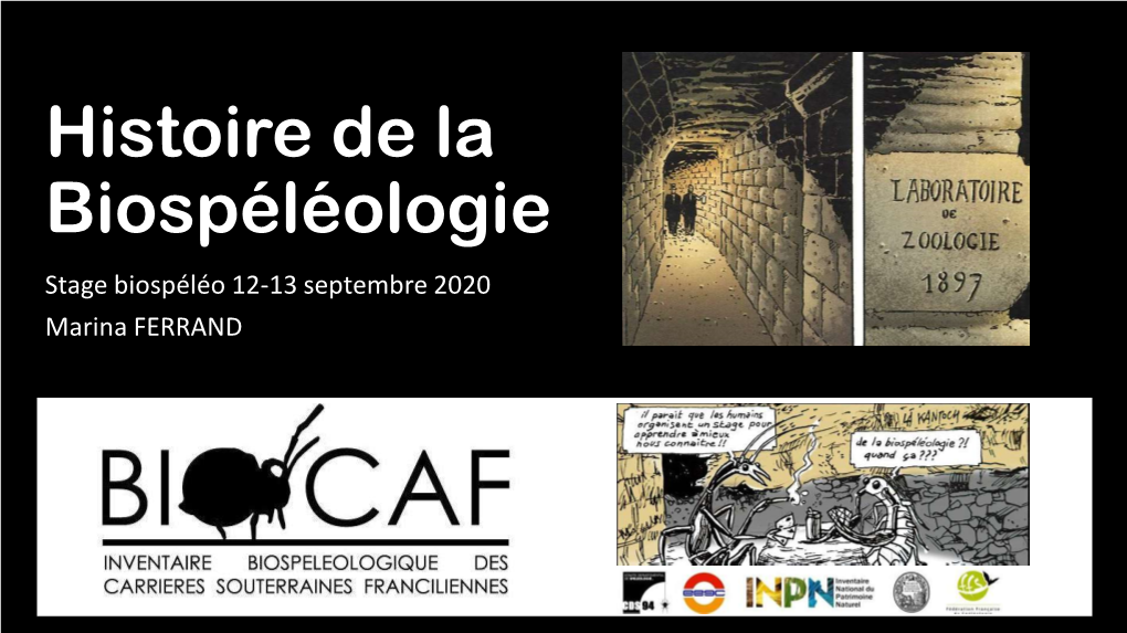 Histoire De La Biospéléologie Stage Biospéléo 12-13 Septembre 2020 Marina FERRAND Préhistoire Et Moyen-Âge