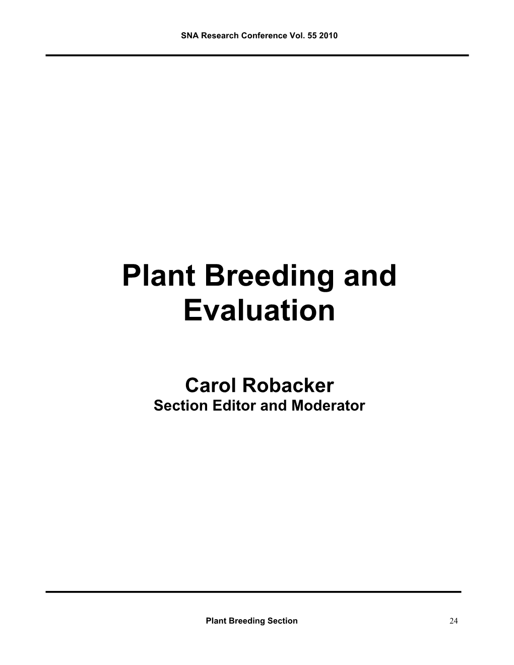 Plant Breeding & Evaluation