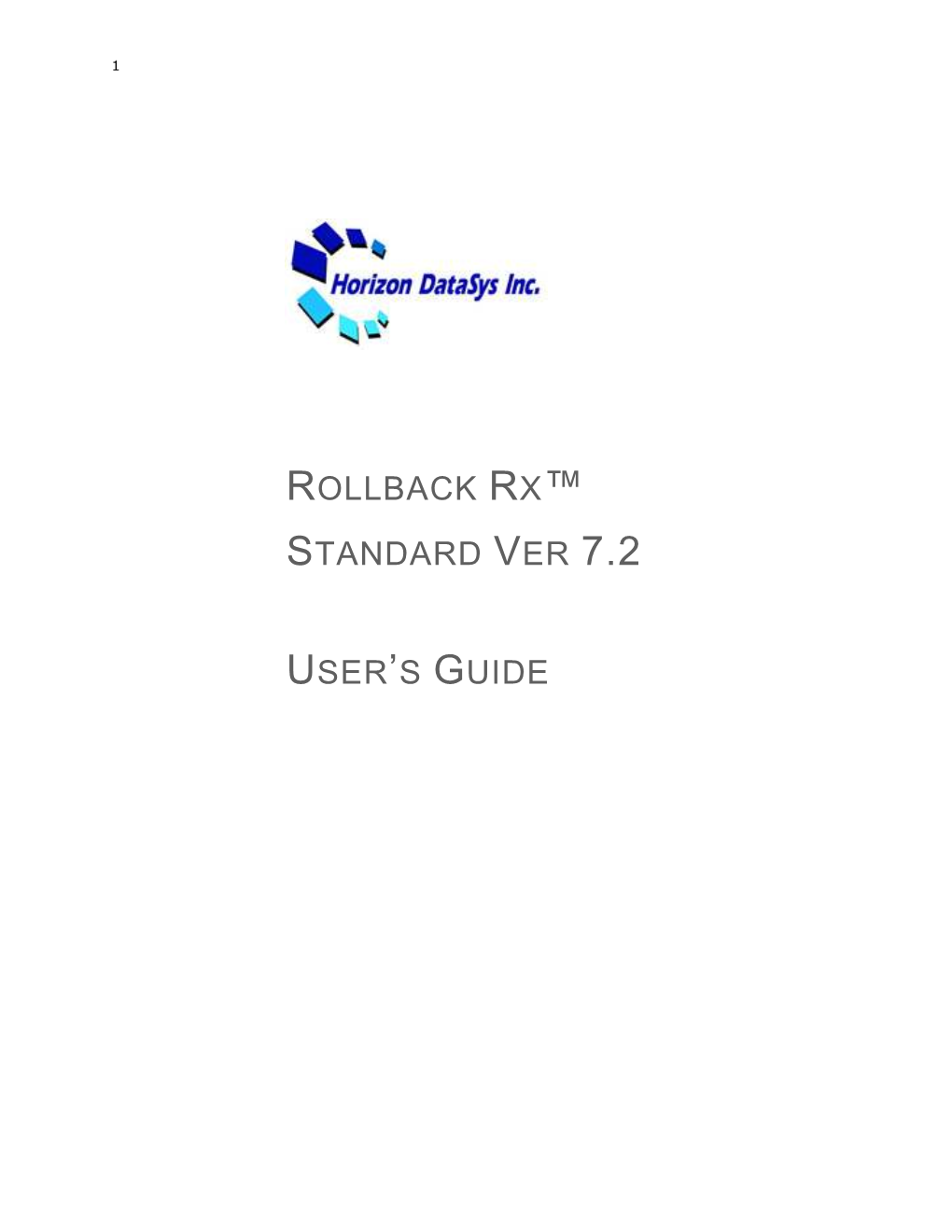 Rollback Rx™ Standard Ver 7.2 User's Guide