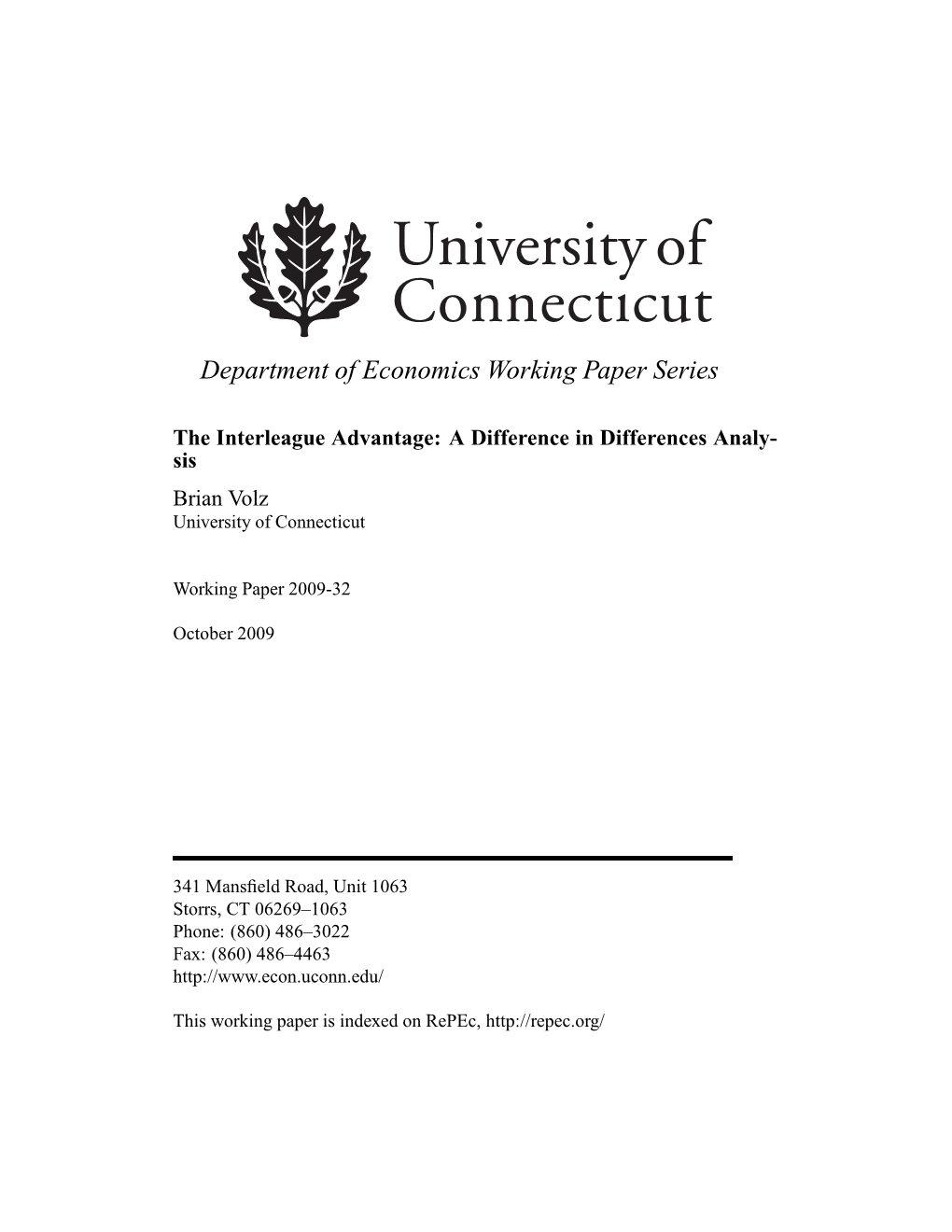 Department of Economics Working Paper Series