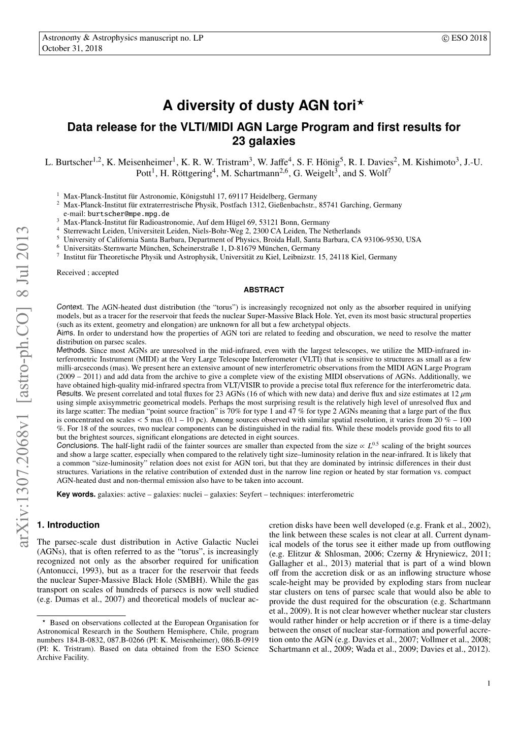 A Diversity of Dusty AGN Tori? Data Release for the VLTI/MIDI AGN Large Program and ﬁrst Results for 23 Galaxies