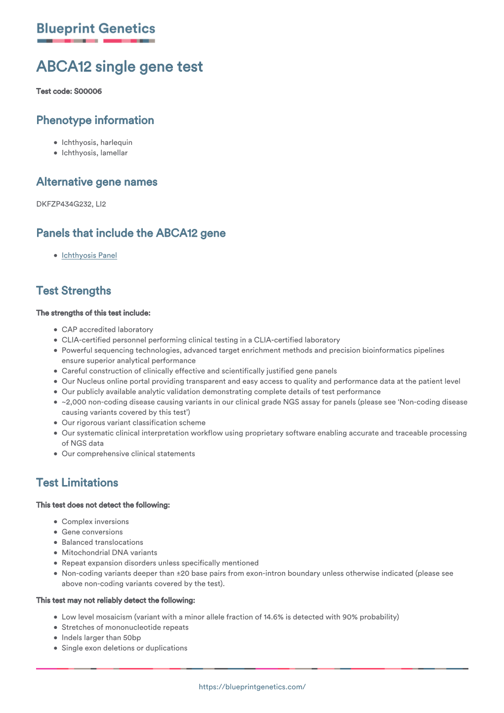 Blueprint Genetics ABCA12 Single Gene Test